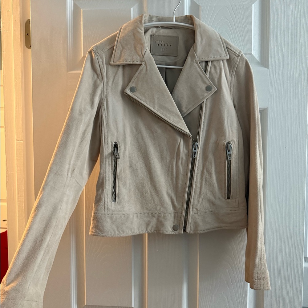 Women's Cream Suede Leather Motorcycle Jacket Nordstrom Blank NYC Size Small